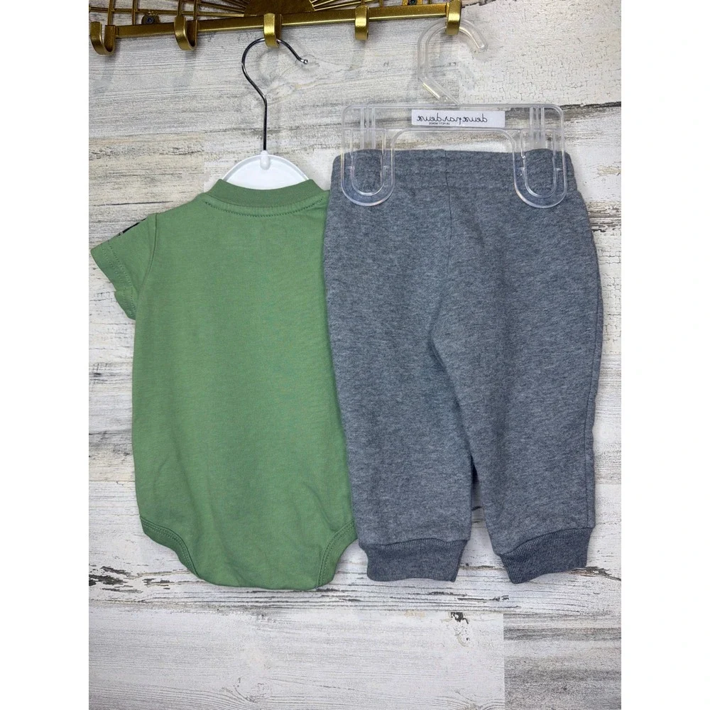 Carhartt Bodysuit Pant Set Boys 3M Green Gray Tractor Workwear Gorpcore EUC